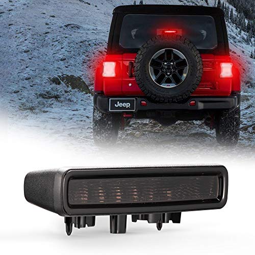 BUNKER INDUST LED Third 3rd Brake Light Fits for Jeep Wrangler JL 2018 2019,High Mount Stop Light Lamp Assembly (Smoke Lens)