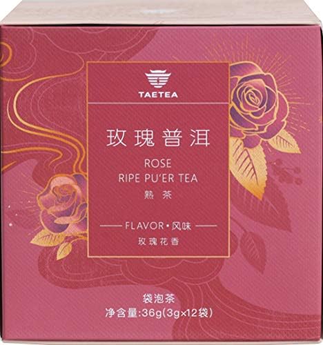 TAETEA Puerh Tea Bags, Pu-erh Assorted Tea Sachets Pack with Aged Fermented Puerh Tea Loose Leaf 12 Bags (Rose)