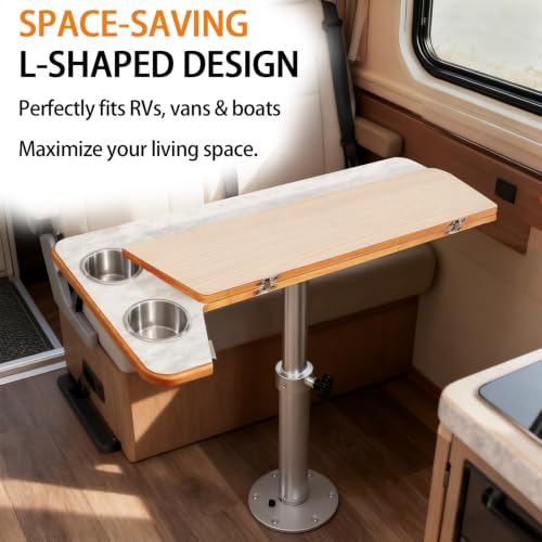 Mesa de comedor para RV con sobre efecto mármol y acabados premium de aluminio 5
