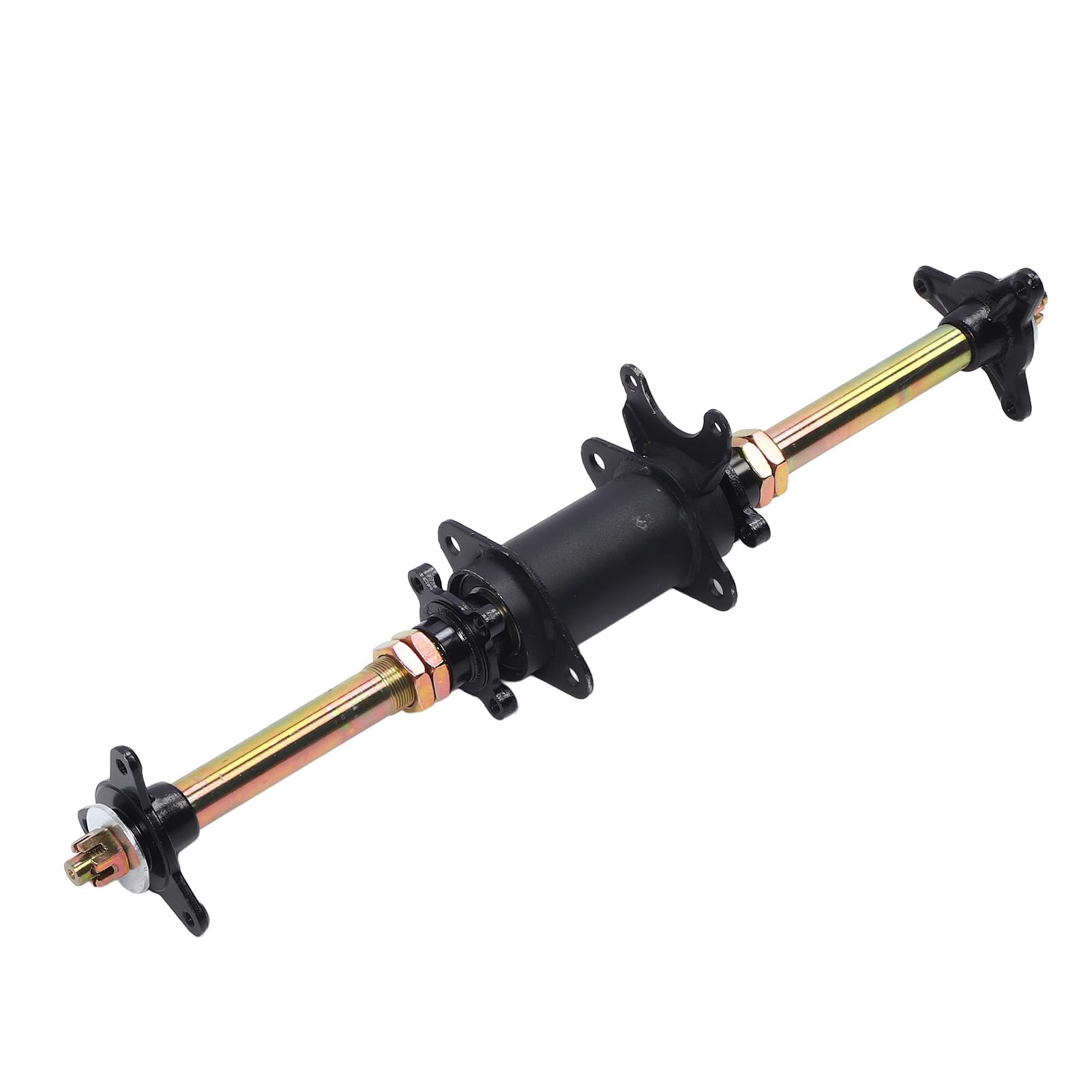 aqxreight Go-Kart-Hinterachse, 610 Mm, Robustes Antriebsachsen-Set aus Stahllegierung mit Kettenrad- und Bremsscheibenhaltern, Nabenflanschen, Kompatibel mit ATV, Drift-Trike, Fahrzeugersatz für Go