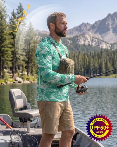 Image of FISHEAL Men's Camo Fishing Hoodie, UPF 50+ Long Sleeve Sun Protection Shirt