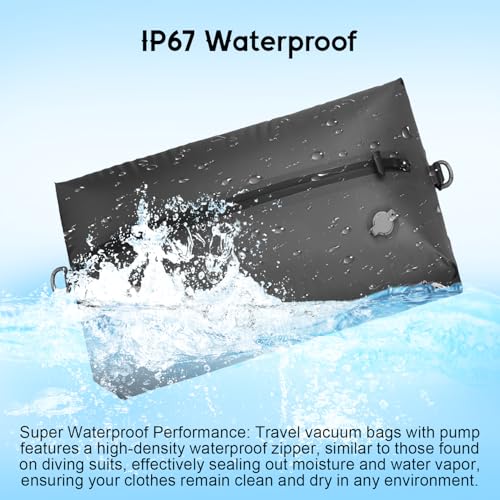 Travel Vacuum Bags with Pump, Travel Vacuum Bag for Luggage, IP67 Waterproof, Lightweight&Space Saver, Carry On, Fits Traveling, Business,Fitness, Vacuum Seal Bags for Clothing Travel (2PC+Pump) 6