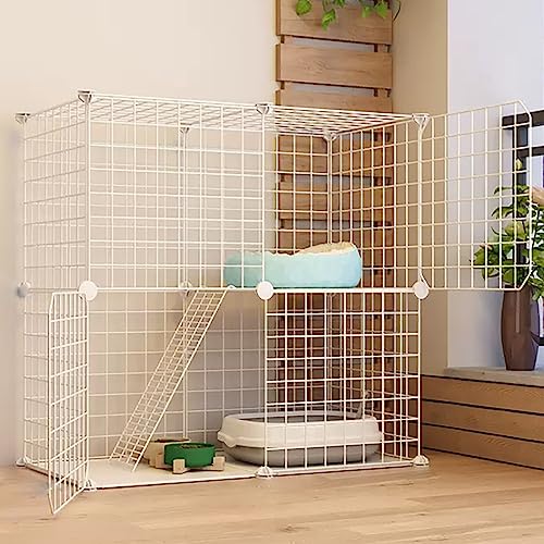 Gabbia per gatti da interno staccabile, recinzione pieghevole in metallo con lettiera, allevamento portatile per 1-2 gatti, facile da montare, habitat ideale per piccoli animali (colore: B)