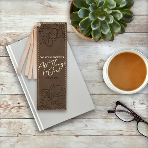 Image of Christian Art Gifts Faux Leather Scripture Bookmark: All Things for Good