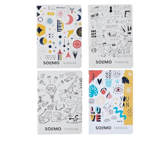 Image of Amazon Brand - Solimo A5 Unruled Notebook | 80 GSM | Easy to Carry | Suitable for Sketching or Doodling, To-do lists & more | Set of 4 | Matte Finish | Floral Design (60 Pages Each)