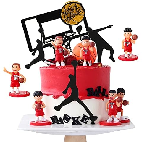 MEZHEN Basketball Cake Decoration Birthday Cake Decoration Figures Cake Decoration Basketball Cake Topper Children's Birthday Decoration Cake Happy Birthday Birthday Party 18 Pieces Cover