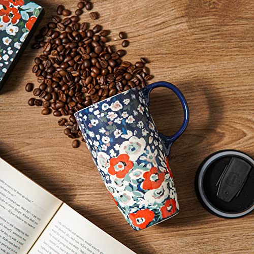 Topadorn Ceramic Travel Mug with Lid Coffee Mug with Gift Box Latte Mug Coffee Cup, 17oz Large Capacity Mug Home Office Gift - Image 4