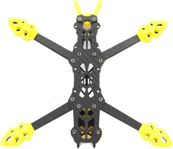 Marco Mark4 de 5 pulgadas para FPV en fibra de carbono, distancia entre ejes de 225 mm, brazos de 5 mm, marco para freestyle y largo alcance para dron de carreras RC (MARK4 amarillo)