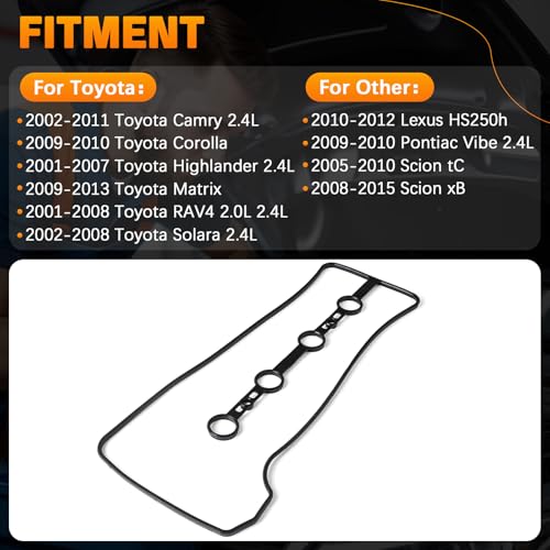 Image of VS50530R Valve Cover Gasket Set, Engine Head Valve Cover Gasket Replacement Compatible with Lexus HS250h Pontiac Vibe Scion tC xB Toyota Camry Corolla Highlander Matrix Solara 2.0L 2.4L