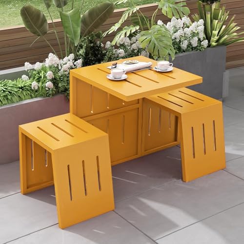 Juego de mesa y sillas de bistró para exteriores de alta calidad, muebles de comedor de patio para jardín y patio, soporta 440 libras, elegante para uso en césped y terraza, diseño resistente a la