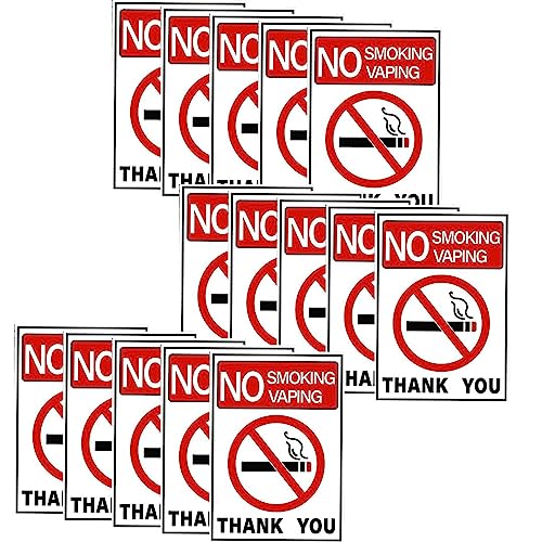 Image of CVANU NO SMOKING VAPING THANK YOU Warning Safety Self-Adhesive Waterproof PVC Vinyl Sign Sticker Size (11.7inchX8.3inch) Pack of 15