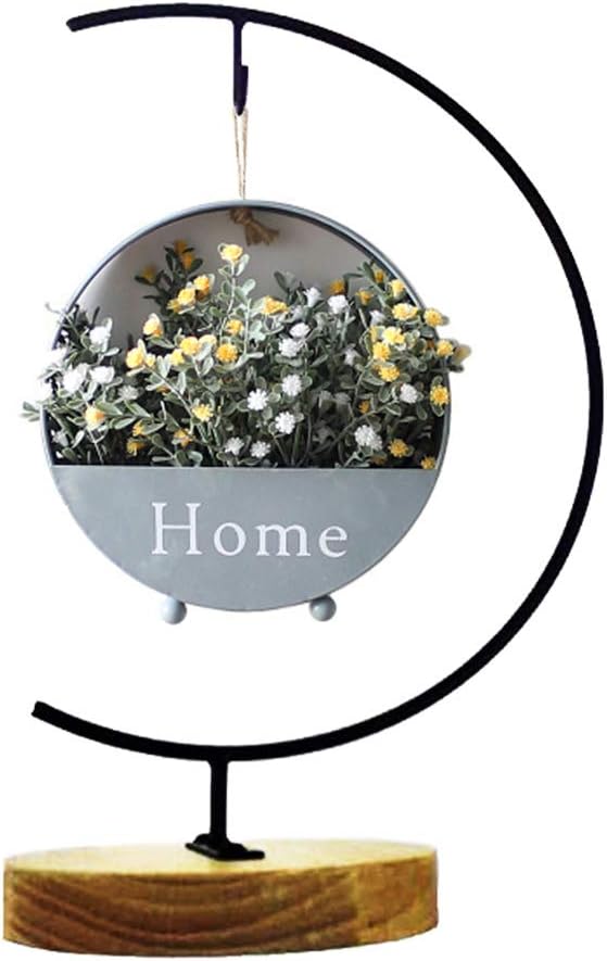 Archi G-shaped Ornament Display Stand Iron Pothook Stand for Hanging Glass Terrarium/Picture with Wood Base (Iron Stand with Wood Base)