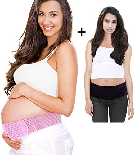 Belt & Band Set: Breathable Maternity Back Support, Abdominal Binder Belt Plus Pant Extending Belly Band By Pretty Baby Mama