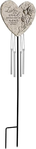 Miniatura 7 de Let's Make Memories Campana de viento personalizada de los susurros conmemorativos en el jardín, corazón, regalo de condolencias personalizadas,