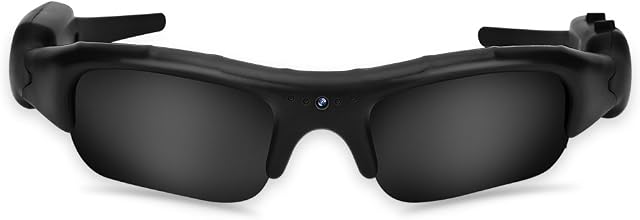Sport Sunglasses with Ultra Full HD Camera, 5MP/30fps 1080P Video Record Shooting, Protective Glasses for Outdoor Sports, Cycling, Skiing (Black)