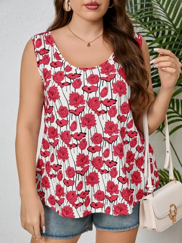 Image of Plus Size Tank Tops for Women Summer Sleeveless Tops Loose Fit Tunic Tanks