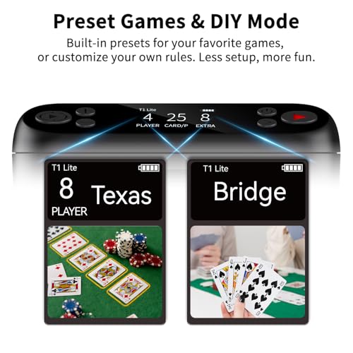 Image of Automatic Card Dealer Machine for 1-3 Decks, Random Dealing Built-in(No Shuffle Needed), Rechargeable, Remote Card Calling, Supports Up to 12 Players, Preset Games for Poker, UNO, Blackjack & More