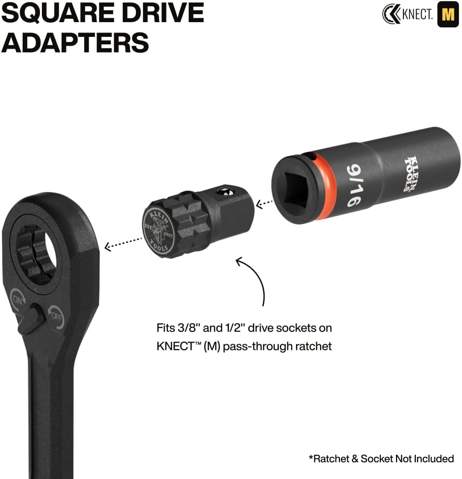 Klein Tools 65KADP KNECT (M) Impact Socket Adapter Set, 3/8-Inch and 1/2-Inch Impact Rated Adapters