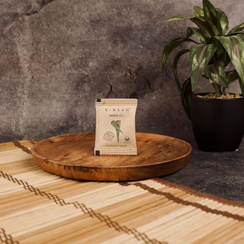 Image of Pack-50 4gm Herbal Shave Gel Sustainable Travel Shaving Gel Sachets - Plastic-free, Biodegradable in Eco-Friendly Kraft Pouch - Ideal for Hotels, Guests, Travel Kits - Smooth Glide Formula