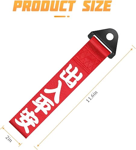 Miniatura 8 de Correa de remolque de carreras de automóviles, nailon de alta resistencia JDM estilo deportivo, cuerda de tracción decorativa, con eslogan chino,