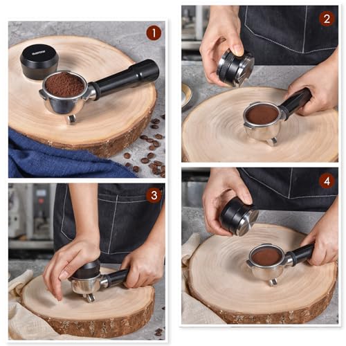 Image of MATOW Spring Loaded Palm Tamper Fits 58mm Portafilter | 30lbs Calibrated Pressure, Ripple Stainless Steel Base, Ergonomic Palm Handle