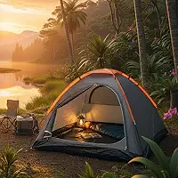 Barraca de Camping 3 Pessoas Impermeável - Barraca Acampamento Fácil Montagem, Resistente Chuva e Vento, Compacta e Portátil 200x140x100cm - Ideal para Trilhas, Praia e Aventuras