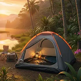 Barraca de Camping 3 Pessoas Impermeável - Barraca Acampamento Fácil Montagem, Resistente Chuva e Vento, Compacta e Portátil 200x140x100cm - Ideal para Trilhas, Praia e Aventuras