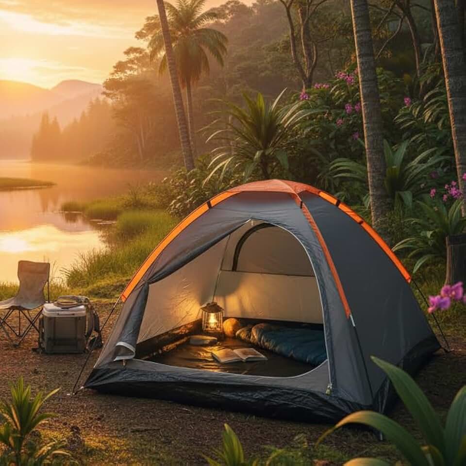 Barraca de Camping 2 Pessoas Impermeável - Barraca Acampamento Fácil Montagem, Resistente Chuva e Vento, Compacta e Portátil 200x140x100cm - Ideal para Trilhas, Praia e Aventuras