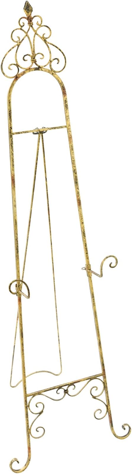 TRIPAR 54 Inch Gold Finish Metal Floor Easel for Paintings, Pictures, Photography, & Artwork