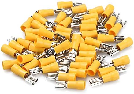 50Pcs 2.8mm 4.8mm 6.3mm Insulated Seal Spade Wire Connector Female Crimping Terminals Electrical Crimp Terminal Set(6.3mm Blue)