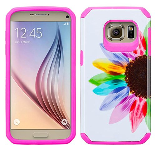 Galaxy S7 Case Cute Hard Hybrid Silicone Phone Case Defender Protective Case Cover Girl Women Compatible for Samsung Galaxy S7 Cases, Sun Flower