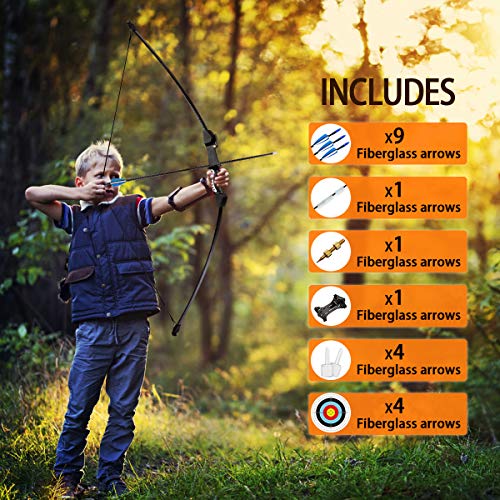Rtemis 45\" Recurve Bow and Arrows Set Longbow Kit wih Bow Sight–Archery Kit for Adult Beginners Youth Teen Boy Gifts Outdoor Sports Game Hunting Toy