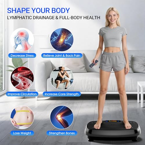 Image of Homesy Vibration Plate Exercise Machine, Vibrating Plate for Lymphatic Drainage, Full Body Shake Platform Board for Home Fitness and Fat Burning, Sport Gym Equipment for Women Men