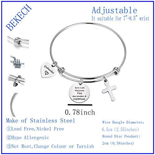 BEKECH Madrina Bracelet Solo Las Mejores Tias Ascienden A Madrina Gift for Madrina Baptistim Gift Godmother Proposal Bracelet2