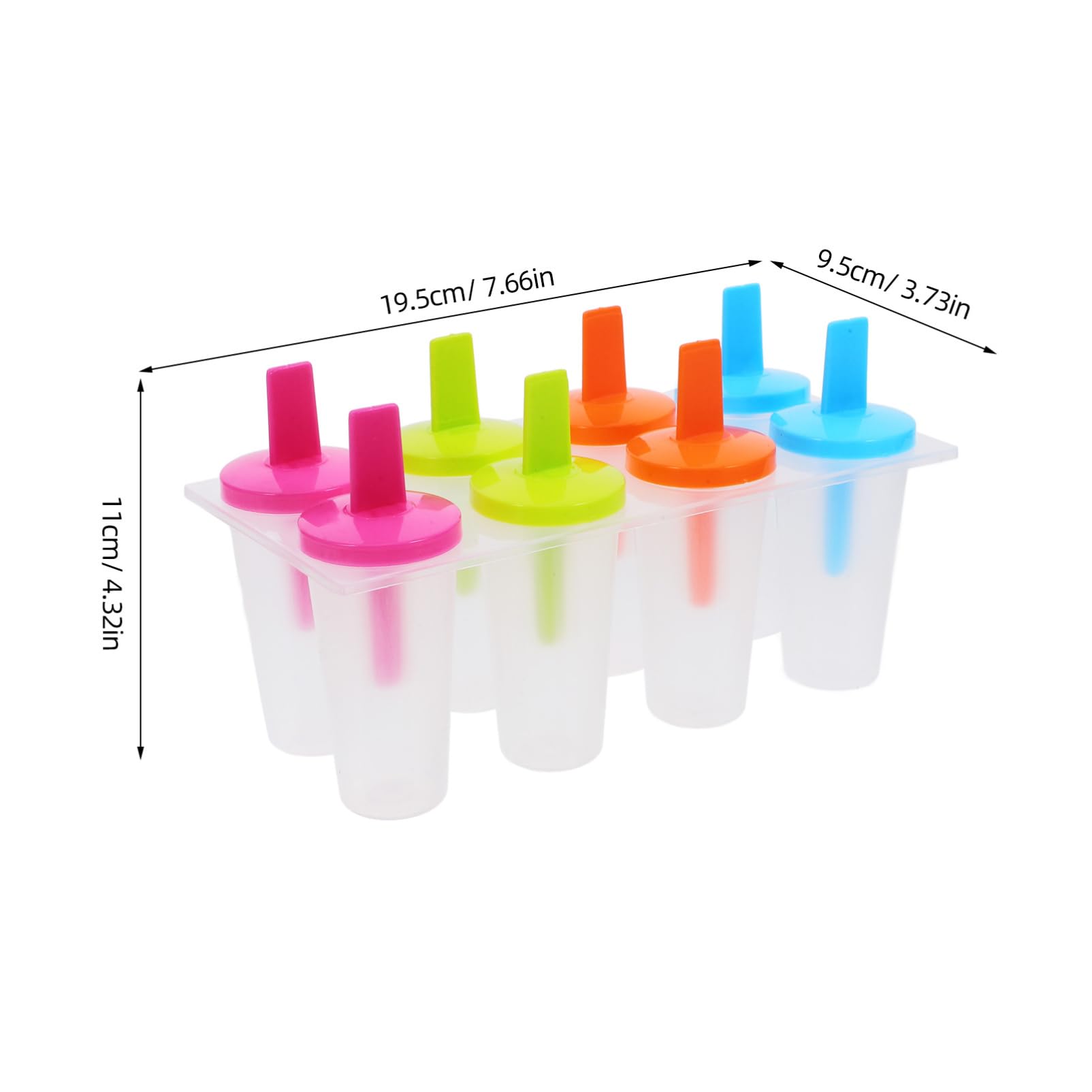 DOITOOL 8 Popsicle Molds Set Plastic Ice Pop Maker DIY Reusable Popsicle Maker Ice Cream Molds for Freezer Assorted Color 2.95 X 4.72 X 1.57 Inch