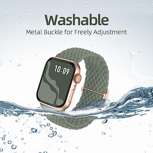 Image of 4 Pack Braided Stretchy Bands Compatible with Apple Watch 40mm 41mm 38mm 42mm 44mm 45mm 46mm 49mm Women Men, Breathable Nylon Elastic Daily Use Straps for iWatch Series 11 /10 9 8 7 6 5 4 3 SE /Ultra 2