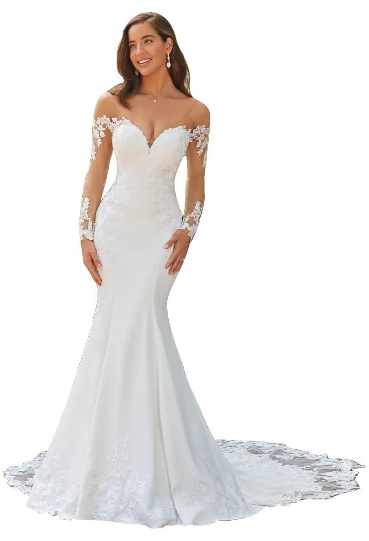 zcbangMermaid Wedding Dresses for Bride 2024 Beach Lace Wedding Bridal Gown