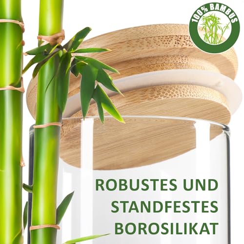 Robin Goods® 6X Storage Jars with Bamboo lids 200ml, Storage Jars for Spices Made of Reinforced Borosilicate Glass - Image 4