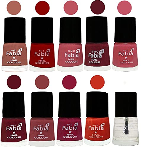 Image of SMC Fabia ALL IN ONE (PACK OF 10), Long Lasting Glossy Nail Polish, 6 ml Each, All Vibrant Colours,02412