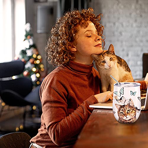 NymphFable 12oz Gato Taza Termica Cafe Para Llevar Taza Termo Acero Inoxidable Taza Personalizada - Imagen 6