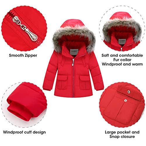 image for SANMIO Toddler Baby Girls Two Piece Snowsuit, Cute Winter Hooded Puffe