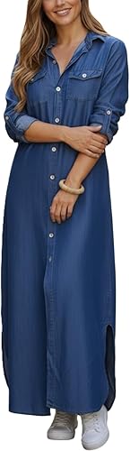 Miniatura 4 de Kuraki - Vestido camisero largo con botones y estampado, informal para mujer