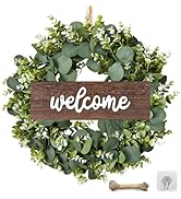 Couronne de porte colorée - Plaque de bienvenue pour porte avant - Couronne d'été toute l'année - Couronne artificielle - Décoration