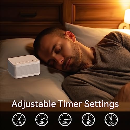 Image of DailyBody Sound Machine White Noise Machine with 30 Soothing Sounds 32 Levels Volume 5 Timers and Memory Function Effectively Blocks Noise Ideal Sleep Machine for Baby Kids Adults (White)
