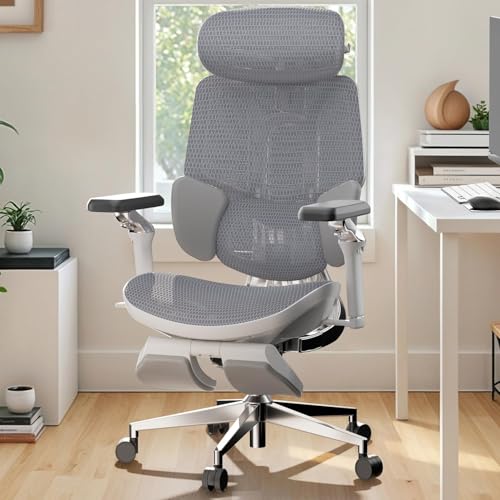 Hbada E3 Ultra Ergonomic Chair with 3-Zone Dynamic Lumbar Support 360 Mechanical Armrest 4D Adjustable Headrest Aluminum Alloy Mesh Chair