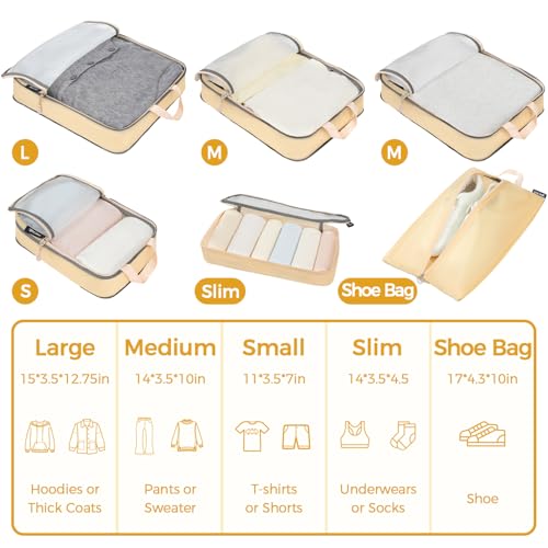 Image of BAGAIL 6 Set Ultralight Compression Packing Cubes Packing Organizer for Travel Accessories Luggage Suitcase Backpack