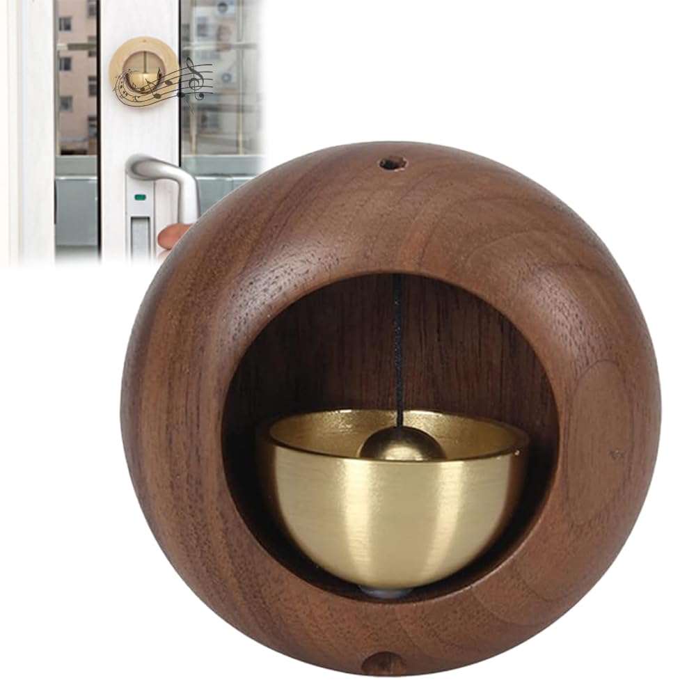 BRAINLE Japanese Style Round Dopamine Brass Wooden Door Bell Wireless Entry Alert Doorbell for Main Door Perfect for Shopkeepers Office Home Entrance Decorative Hangging Chime Decoration (Dark Brown) (B0DG96Q5VV) Amazon Price History, Amazon Price Tracker