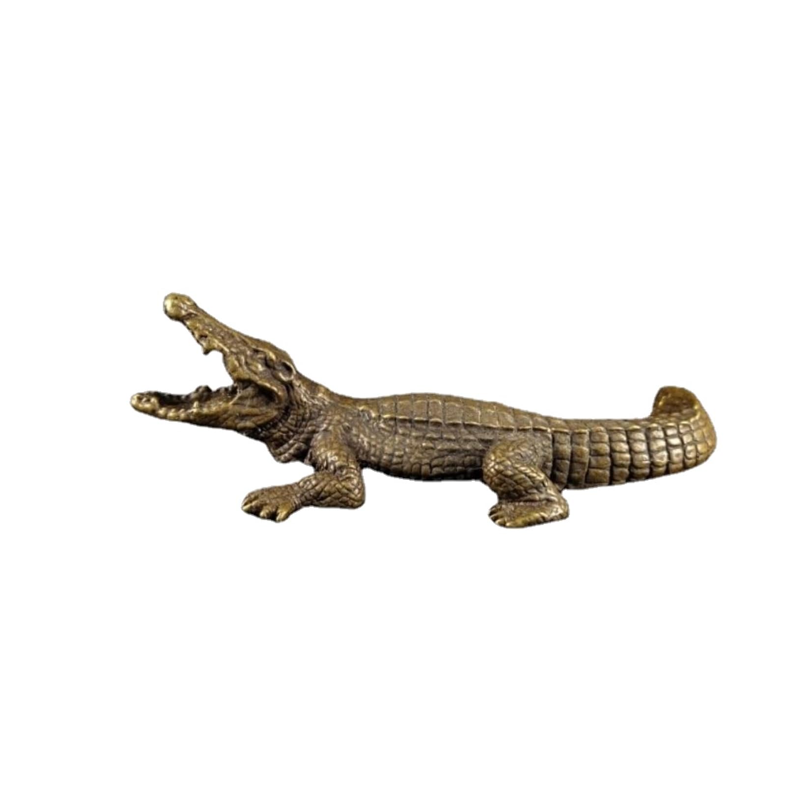 NGDFGR Brass Crocodile Sculpture Living Room, Desktop Office Decorations,Metal Animal Alligator Model Incense Holder Men'S Office Study Bookshelf Fengshui Decoration Ornaments
