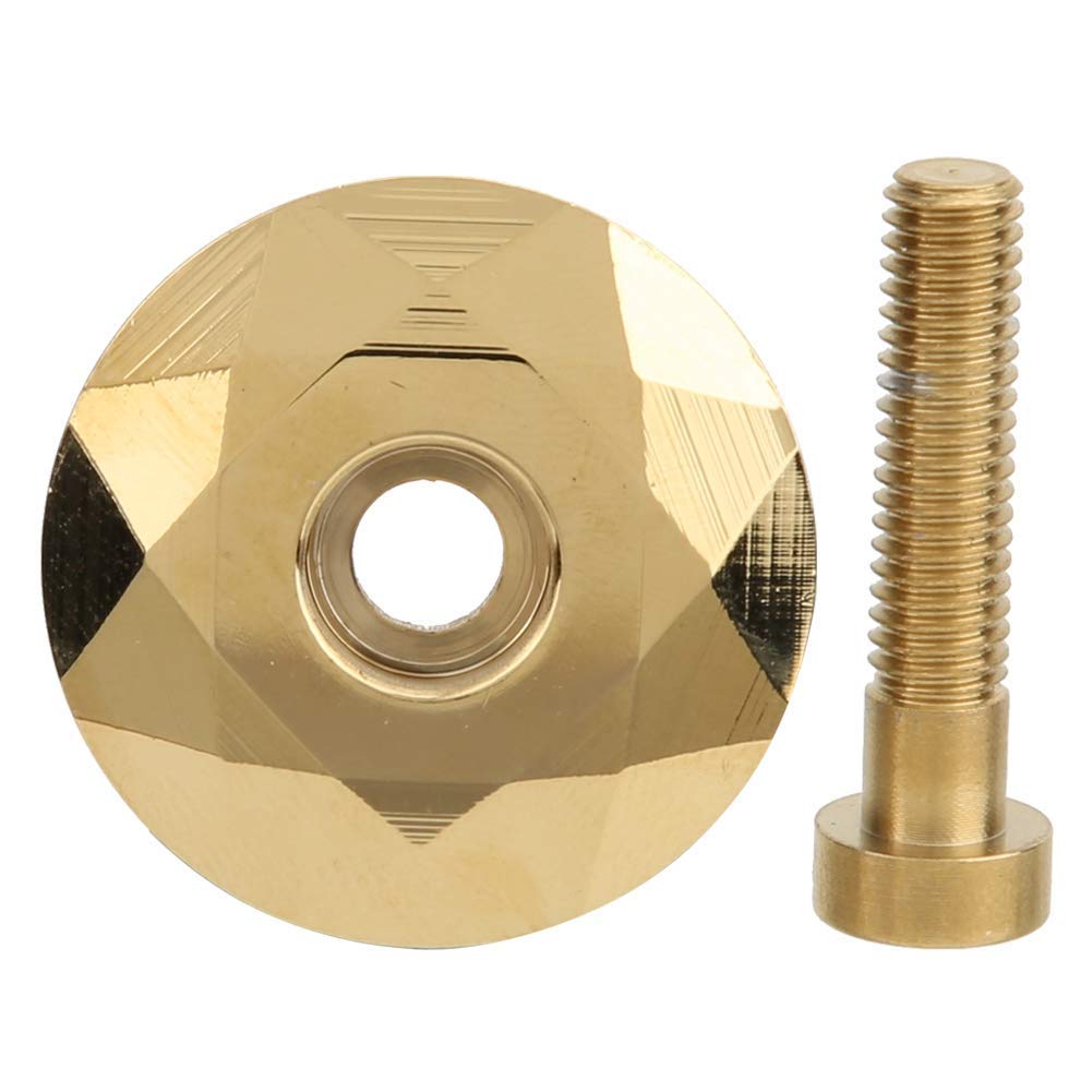 Headset Aluminium Alloy Light Headset Stem Top Titanizing Cover for Mountain Bike Road Bike(gold)