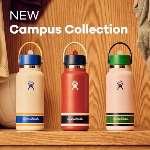 Image of Hydro Flask Water Bottle - Insulated Stainless Steel - Wide Mouth Flex Straw Lid, Non Spill, Leakproof and Refillable in 32 Oz Campus Pink